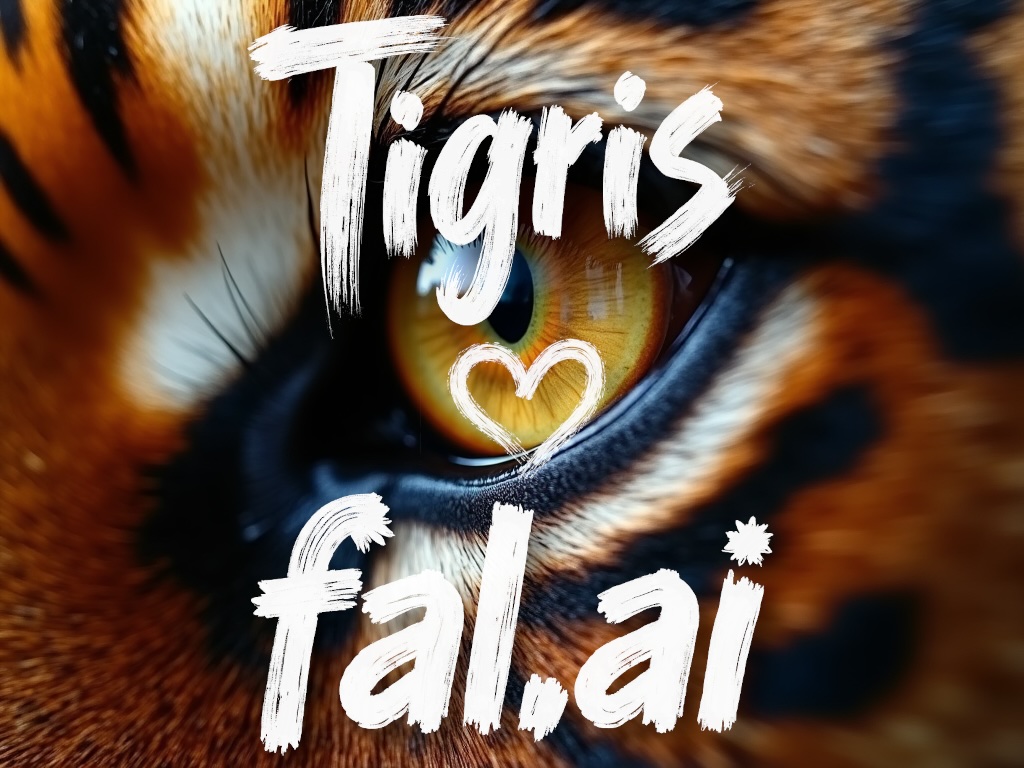 Tigris loves fal.ai, generated by FLUX